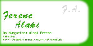 ferenc alapi business card